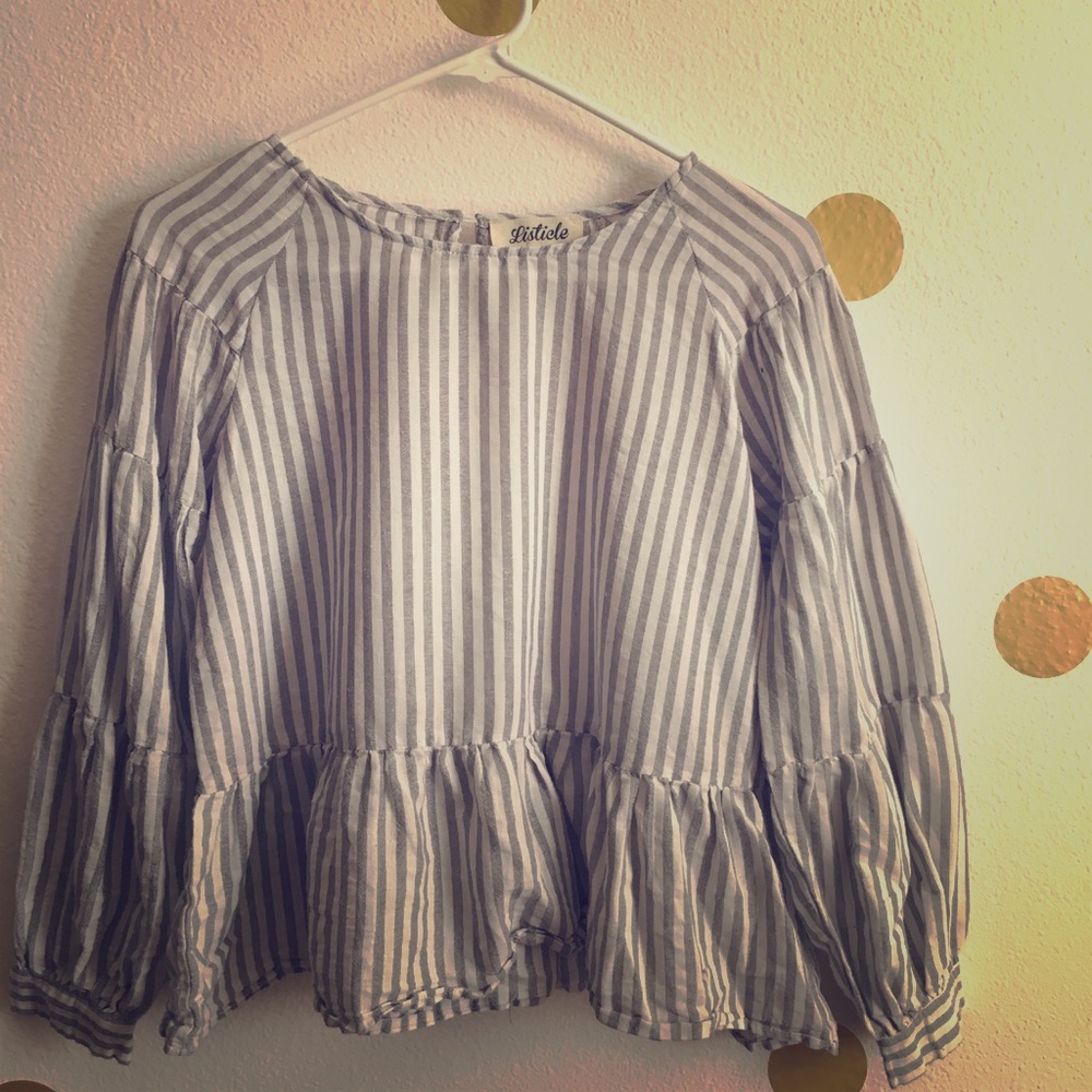 Grey and white blouse